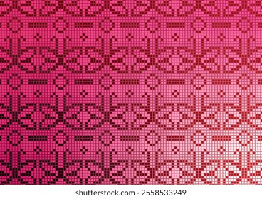 Red line aztec texture ancient fabric background vector illustration.