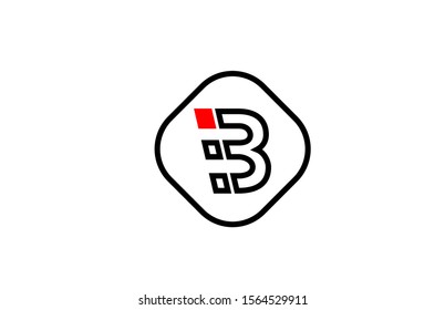 red line B black letter icon alphabet logo shape for company design. Corporate logotype concept