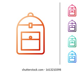 Red line Backpack icon isolated on white background. Set color icons. Vector Illustration