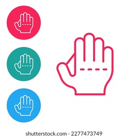 Red line Baseball glove icon isolated on white background. Set icons in circle buttons. Vector