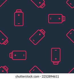 rote Linie Symbol für die Batterieladung Symbol einzeln auf schwarzem Hintergrund.  Vektorgrafik
