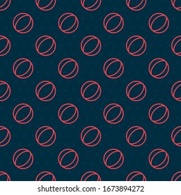 Red line Beach ball icon isolated seamless pattern on black background.  Vector Illustration