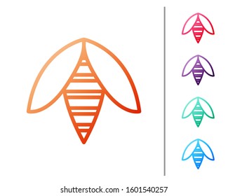 Red line Bee icon isolated on white background. Sweet natural food. Honeybee or apis with wings symbol. Flying insect. Set color icons. Vector Illustration