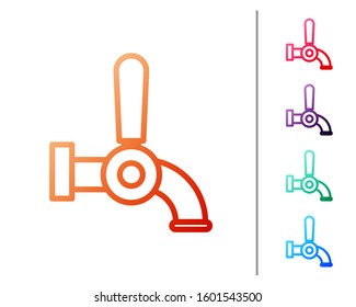Red line Beer tap icon isolated on white background. Set color icons. Vector Illustration