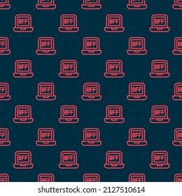 Red line BFF or best friends forever icon isolated seamless pattern on black background.  Vector