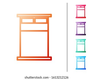 Red line Big bed for two or one person icon isolated on white background. Set color icons. Vector Illustration