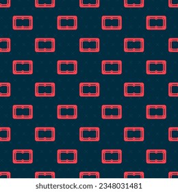 Red line Billiard table icon isolated seamless pattern on black background. Pool table.  Vector