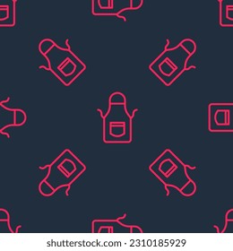 Red line Blacksmith apron icon isolated seamless pattern on black background. Protective clothing and tool worker.  Vector