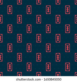 Red line Blade razor icon isolated seamless pattern on black background.  Vector Illustration