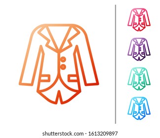 Red line Blazer or jacket icon isolated on white background. Set color icons. Vector Illustration