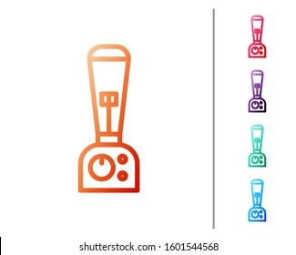 Red line Blender icon isolated on white background. Kitchen electric stationary blender with bowl. Cooking smoothies, cocktail or juice. Set color icons. Vector Illustration