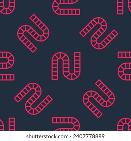 Red line Board game icon isolated seamless pattern on black background.  Vector
