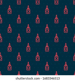 Red line Bottle nasal spray icon isolated seamless pattern on black background.  Vector Illustration