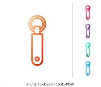 Red line Bottle opener icon isolated on white background. Set color icons. Vector Illustration