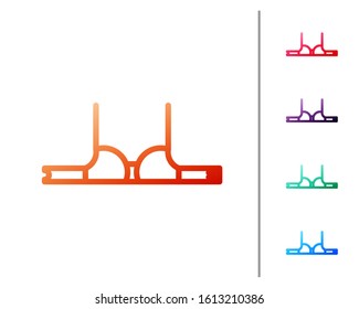 Red line Bra icon isolated on white background. Woman underwear. Set color icons. Vector Illustration