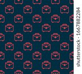 Red line Briefcase icon isolated seamless pattern on black background. Business case sign. Business portfolio.  Vector Illustration