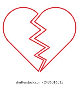 Red line broken heart. Vector illustration
