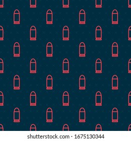 Icono de bala de línea roja aislado sin fisuras en fondo negro.  Ilustración vectorial