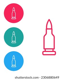 Red line Bullet icon isolated on white background. Set icons in circle buttons. Vector