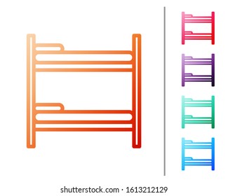 Red line Bunk bed icon isolated on white background. Set color icons. Vector Illustration