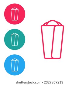 Red line Burrito icon isolated on white background. Traditional mexican fast food. Set icons in circle buttons. Vector