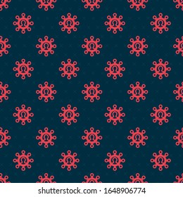 Red line Business network and communication icon isolated seamless pattern on black background. Strong network marketing, influence, and leadership.  Vector Illustration