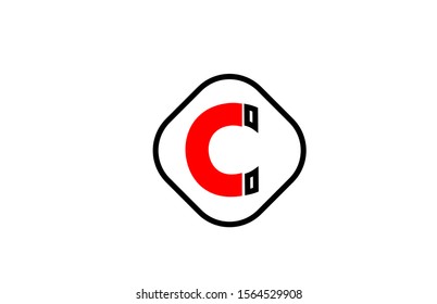 red line C black letter icon alphabet logo shape for company design. Corporate logotype concept