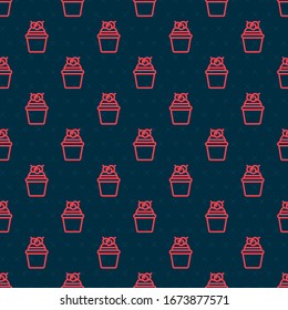 Rote Linie Kuchen Symbol einzeln auf schwarzem Hintergrund.Alles Gute zum Geburtstag! Vektorillustration-Illustration