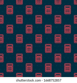 rotes Line Calculator Symbol einzeln auf schwarzem Hintergrund. Rechnungsführungszeichen. Berechnungen der Mathematik Bildung und Finanzen. Vektorillustration-Illustration