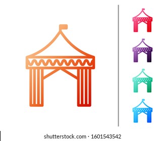 Red line Camping tent icon isolated on white background. Carnival camping tent. Amusement park. Set color icons. Vector Illustration