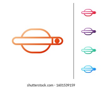 Red line Car door handle icon isolated on white background. Set color icons. Vector Illustration