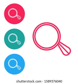 Red line Car mirror icon isolated on white background. Set icons in circle buttons. Vector Illustration
