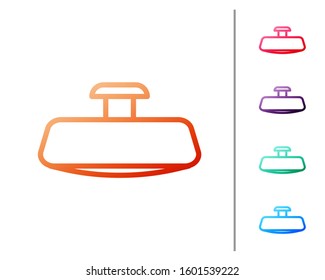 Red line Car mirror icon isolated on white background. Set color icons. Vector Illustration