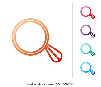 Red line Car mirror icon isolated on white background. Set color icons. Vector Illustration