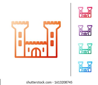 Red line Castle icon isolated on white background. Fortress sign. Set color icons. Vector Illustration