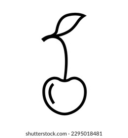 red line cherry icon silhouette fruit natural berry isolated on white vector
