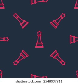 Red line Chess icon isolated seamless pattern on black background. Business strategy. Game, management, finance.  Vector