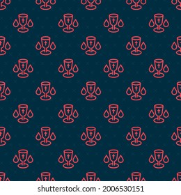 Red line Christian chalice icon isolated seamless pattern on black background. Christianity icon. Happy Easter.  Vector