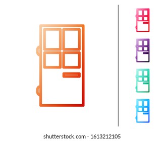 Red line Closed door icon isolated on white background. Set color icons. Vector Illustration