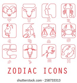 red line color zodiac icons