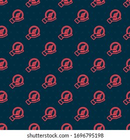 Red line Compass icon isolated seamless pattern on black background. Windrose navigation symbol. Wind rose sign.  Vector Illustration
