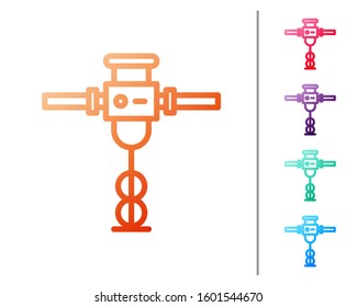 Red line Construction jackhammer icon isolated on white background. Set color icons. Vector Illustration
