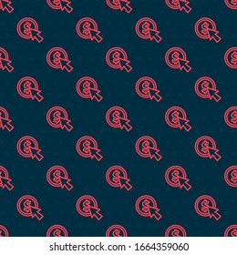 Red line Cursor and coin icon isolated seamless pattern on black background. Dollar or USD symbol. Cash Banking currency sign.  Vector Illustration
