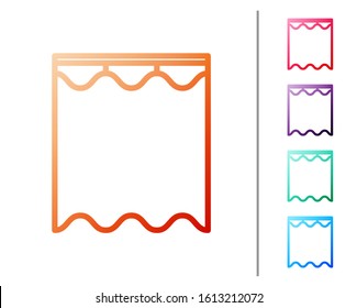 Red line Curtains icon isolated on white background. Set color icons. Vector Illustration