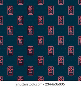Red line Dating app online mobile concept icon isolated seamless pattern on black background. Female male profile flat design. Couple match for relationship.  Vector