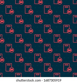 Red line Delivery with cardboard boxes icon isolated seamless pattern on black background. Door to door delivery by courier.  Vector Illustration