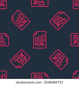 Red line Diet plan icon isolated on isolated seamless pattern on black background. Concept of fitness marathon, proper nutrition, healthy food, beautiful body, vegetables, slimming.  Vector