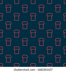 Red line Easter cake icon isolated seamless pattern on black background. Happy Easter.  Vector Illustration