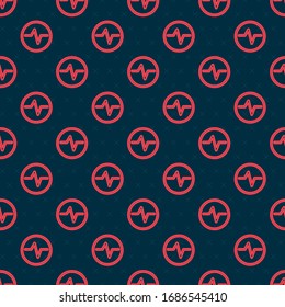 Red line Electric circuit scheme icon isolated seamless pattern on black background. Circuit board.  Vector Illustration