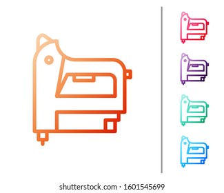 Red line Electric construction stapler icon isolated on white background. Working tool. Set color icons. Vector Illustration